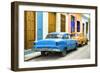 Cuba Fuerte Collection - Two Classic American Cars - Blue & Orange-Philippe Hugonnard-Framed Photographic Print