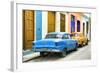 Cuba Fuerte Collection - Two Classic American Cars - Blue & Orange-Philippe Hugonnard-Framed Photographic Print