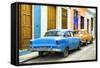 Cuba Fuerte Collection - Two Classic American Cars - Blue & Orange-Philippe Hugonnard-Framed Stretched Canvas