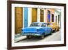 Cuba Fuerte Collection - Two Classic American Cars - Blue & Orange-Philippe Hugonnard-Framed Photographic Print