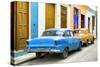 Cuba Fuerte Collection - Two Classic American Cars - Blue & Orange-Philippe Hugonnard-Stretched Canvas