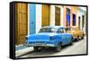 Cuba Fuerte Collection - Two Classic American Cars - Blue & Orange-Philippe Hugonnard-Framed Stretched Canvas