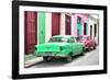 Cuba Fuerte Collection - Two Classic American Cars - Green & Rasberry-Philippe Hugonnard-Framed Photographic Print