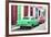 Cuba Fuerte Collection - Two Classic American Cars - Green & Rasberry-Philippe Hugonnard-Framed Photographic Print