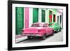 Cuba Fuerte Collection - Two Classic American Cars - Pink & Green-Philippe Hugonnard-Framed Photographic Print