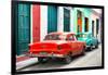 Cuba Fuerte Collection - Two Classic American Cars - Red & Turquoise-Philippe Hugonnard-Framed Photographic Print