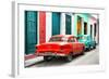 Cuba Fuerte Collection - Two Classic American Cars - Red & Turquoise-Philippe Hugonnard-Framed Photographic Print