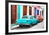 Cuba Fuerte Collection - Two Classic American Cars - Turquoise & Red-Philippe Hugonnard-Framed Photographic Print