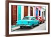 Cuba Fuerte Collection - Two Classic American Cars - Turquoise & Red-Philippe Hugonnard-Framed Photographic Print