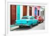 Cuba Fuerte Collection - Two Classic American Cars - Turquoise & Red-Philippe Hugonnard-Framed Photographic Print