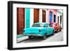 Cuba Fuerte Collection - Two Classic American Cars - Turquoise & Red-Philippe Hugonnard-Framed Photographic Print