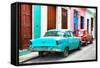 Cuba Fuerte Collection - Two Classic American Cars - Turquoise & Red-Philippe Hugonnard-Framed Stretched Canvas