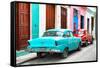 Cuba Fuerte Collection - Two Classic American Cars - Turquoise & Red-Philippe Hugonnard-Framed Stretched Canvas