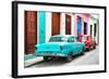 Cuba Fuerte Collection - Two Classic American Cars - Turquoise & Red-Philippe Hugonnard-Framed Photographic Print