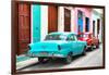 Cuba Fuerte Collection - Two Classic American Cars - Turquoise & Red-Philippe Hugonnard-Framed Photographic Print