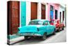 Cuba Fuerte Collection - Two Classic American Cars - Turquoise & Red-Philippe Hugonnard-Stretched Canvas