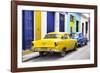 Cuba Fuerte Collection - Two Classic American Cars - Yellow & Blue-Philippe Hugonnard-Framed Photographic Print