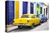 Cuba Fuerte Collection - Two Classic American Cars - Yellow & Blue-Philippe Hugonnard-Stretched Canvas