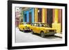 Cuba Fuerte Collection - Two Yellow Cars in Havana-Philippe Hugonnard-Framed Photographic Print