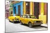 Cuba Fuerte Collection - Two Yellow Cars in Havana-Philippe Hugonnard-Mounted Photographic Print