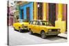 Cuba Fuerte Collection - Two Yellow Cars in Havana-Philippe Hugonnard-Stretched Canvas