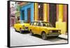 Cuba Fuerte Collection - Two Yellow Cars in Havana-Philippe Hugonnard-Framed Stretched Canvas