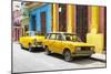 Cuba Fuerte Collection - Two Yellow Cars in Havana-Philippe Hugonnard-Mounted Photographic Print