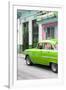 Cuba Fuerte Collection - Vintage Cuban Green Car-Philippe Hugonnard-Framed Photographic Print