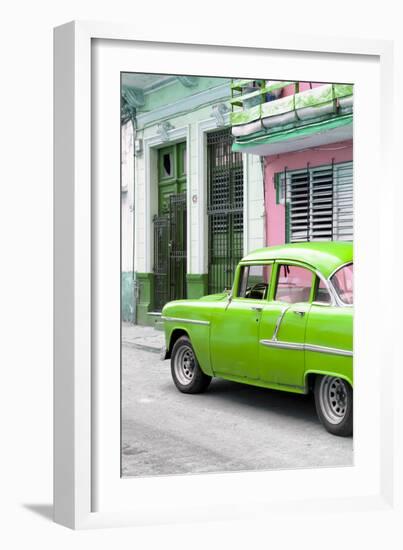 Cuba Fuerte Collection - Vintage Cuban Green Car-Philippe Hugonnard-Framed Photographic Print