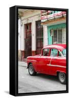 Cuba Fuerte Collection - Vintage Cuban Red Car-Philippe Hugonnard-Framed Stretched Canvas