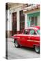 Cuba Fuerte Collection - Vintage Cuban Red Car-Philippe Hugonnard-Stretched Canvas