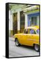 Cuba Fuerte Collection - Vintage Cuban Yellow Car-Philippe Hugonnard-Framed Stretched Canvas