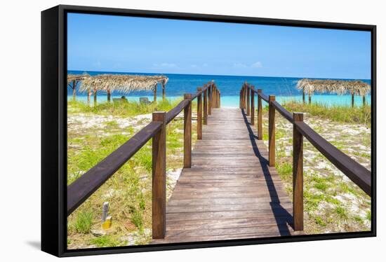 Cuba Fuerte Collection - Wooden Jetty on the Beach III-Philippe Hugonnard-Framed Stretched Canvas