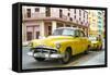 Cuba Fuerte Collection - Yellow Classic Cars-Philippe Hugonnard-Framed Stretched Canvas