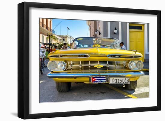 Cuba Fuerte Collection - Yellow Cuban Taxi-Philippe Hugonnard-Framed Photographic Print