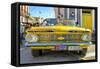 Cuba Fuerte Collection - Yellow Cuban Taxi-Philippe Hugonnard-Framed Stretched Canvas