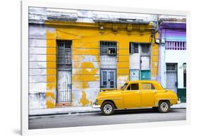 Cuba Fuerte Collection - Yellow Vintage American Car in Havana-Philippe Hugonnard-Framed Photographic Print