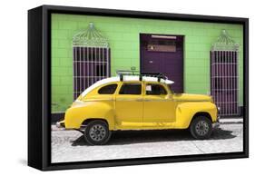 Cuba Fuerte Collection - Yellow Vintage Car-Philippe Hugonnard-Framed Stretched Canvas