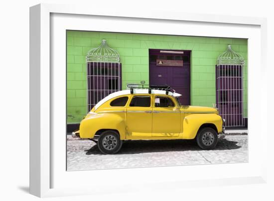 Cuba Fuerte Collection - Yellow Vintage Car-Philippe Hugonnard-Framed Photographic Print