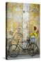 Cuba, Havana. Bicycle with Flowers Leaning Against a Decaying Wall-Brenda Tharp-Stretched Canvas