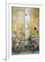 Cuba, Havana. Bicycle with Flowers Leaning Against a Decaying Wall-Brenda Tharp-Framed Photographic Print