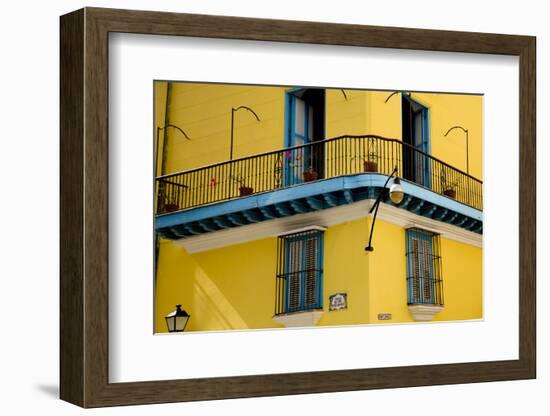 Cuba, Havana, Corner of a Quaint Yellow Building Exterior-Merrill Images-Framed Photographic Print