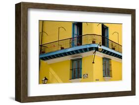 Cuba, Havana, Corner of a Quaint Yellow Building Exterior-Merrill Images-Framed Photographic Print