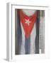 Cuba, Havana, Cuban flag in window.-Merrill Images-Framed Photographic Print