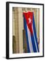 Cuba. Havana. Giant Cuban Flag Hanging in an Interior Courtyard-Inger Hogstrom-Framed Photographic Print