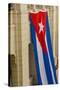 Cuba. Havana. Giant Cuban Flag Hanging in an Interior Courtyard-Inger Hogstrom-Stretched Canvas