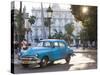 Cuba, Havana, Havana Vieja, Detail of 1950s-Era US Car-Walter Bibikow-Stretched Canvas