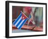 Cuba, Havana, Havana Vieja (Old Havana), Cuban and US flags on dashboard of car.-Merrill Images-Framed Photographic Print