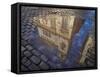 Cuba, Havana, Havana Vieja, reflection of historic building in puddle on cobblestone street.-Merrill Images-Framed Stretched Canvas