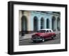 Cuba, Havana, Havana Vieja (UNESCO World Heritage Site), classic car in motion.-Merrill Images-Framed Photographic Print